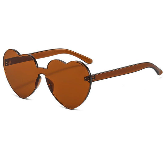Frameless Heart Jelly Color Thick Sunglasses