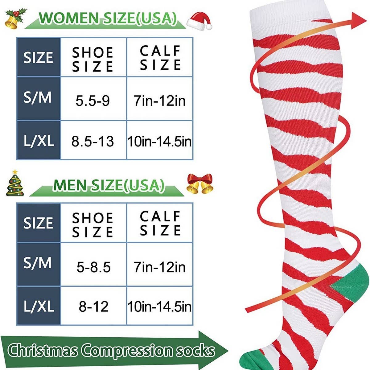 WOMEN'S CHRISTMAS COMPRESSION SOCKS SPORTS
