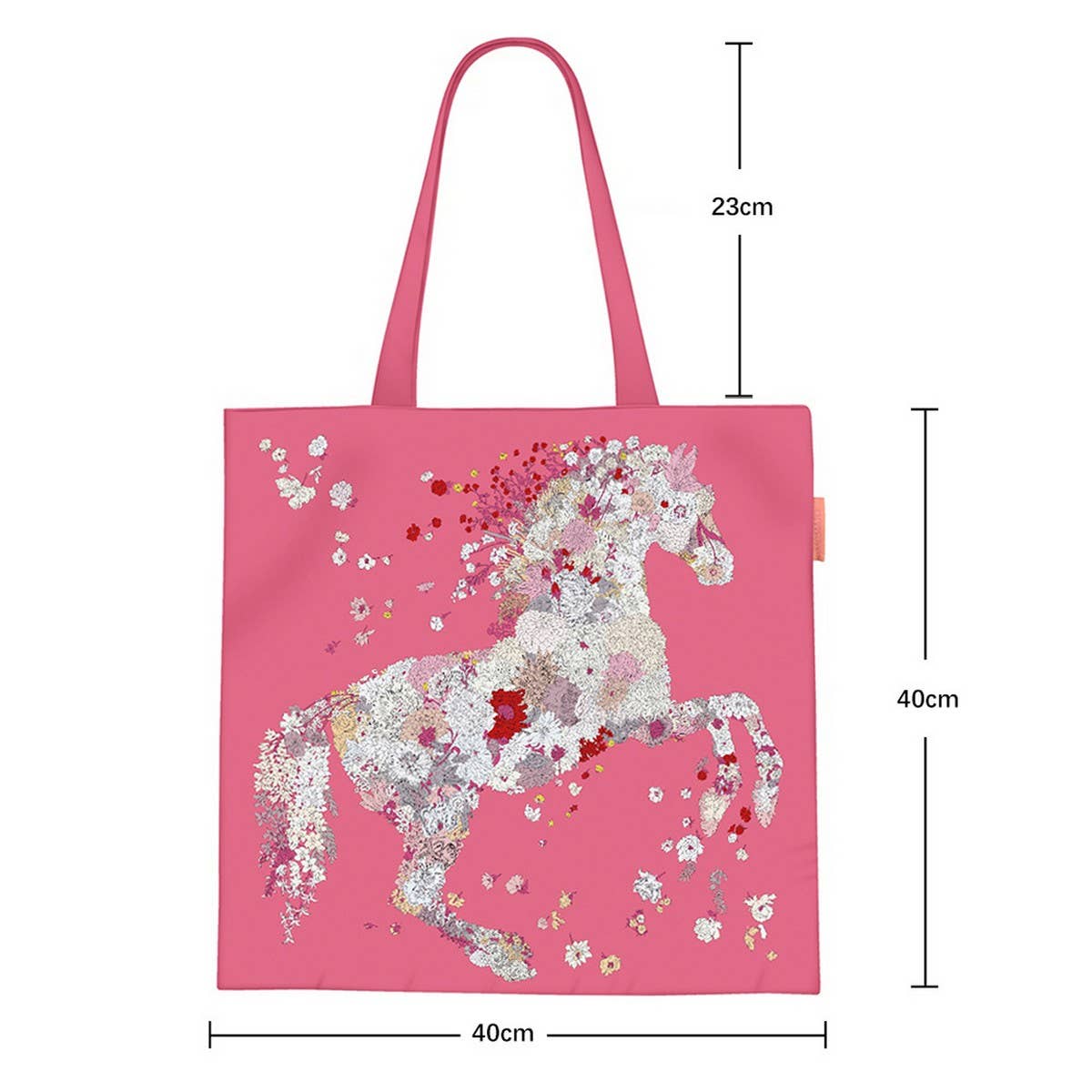 Light Floral Horse Print Canvas Shoulder Bag_CWAB5135