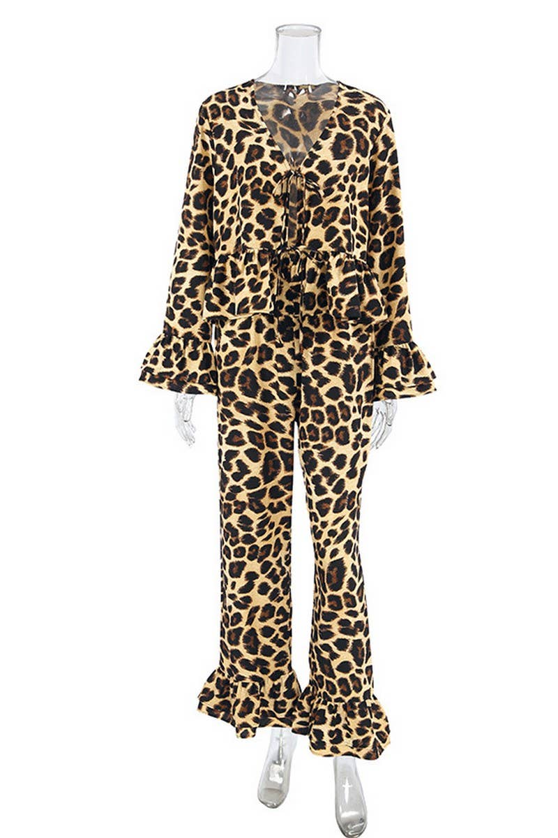CWSPJ0184_LEOPARD PRINT LOUNGEWEAR PAJAMA SET