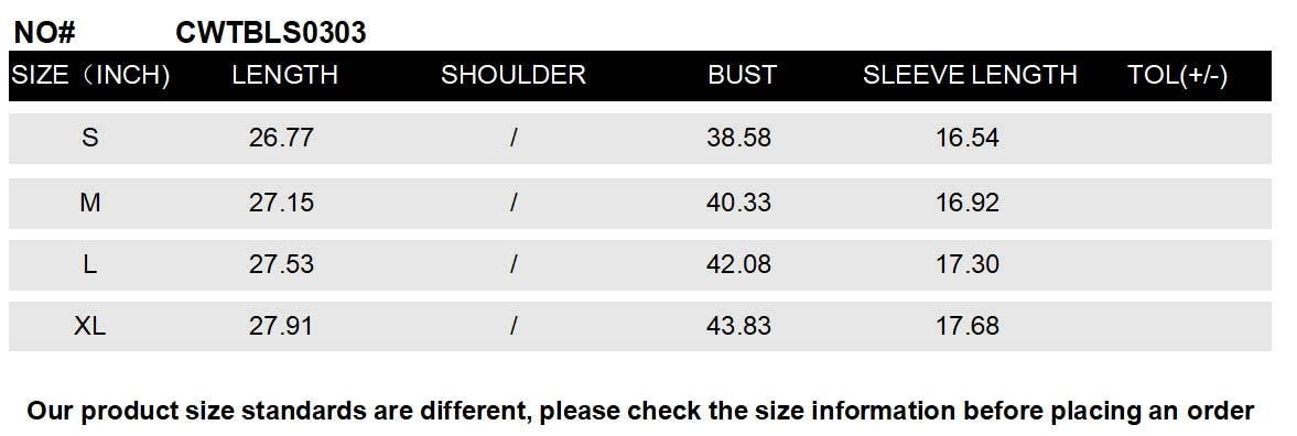 CWTBLS0303_Lace 3/4 Sleeve V-Neck  Blouse