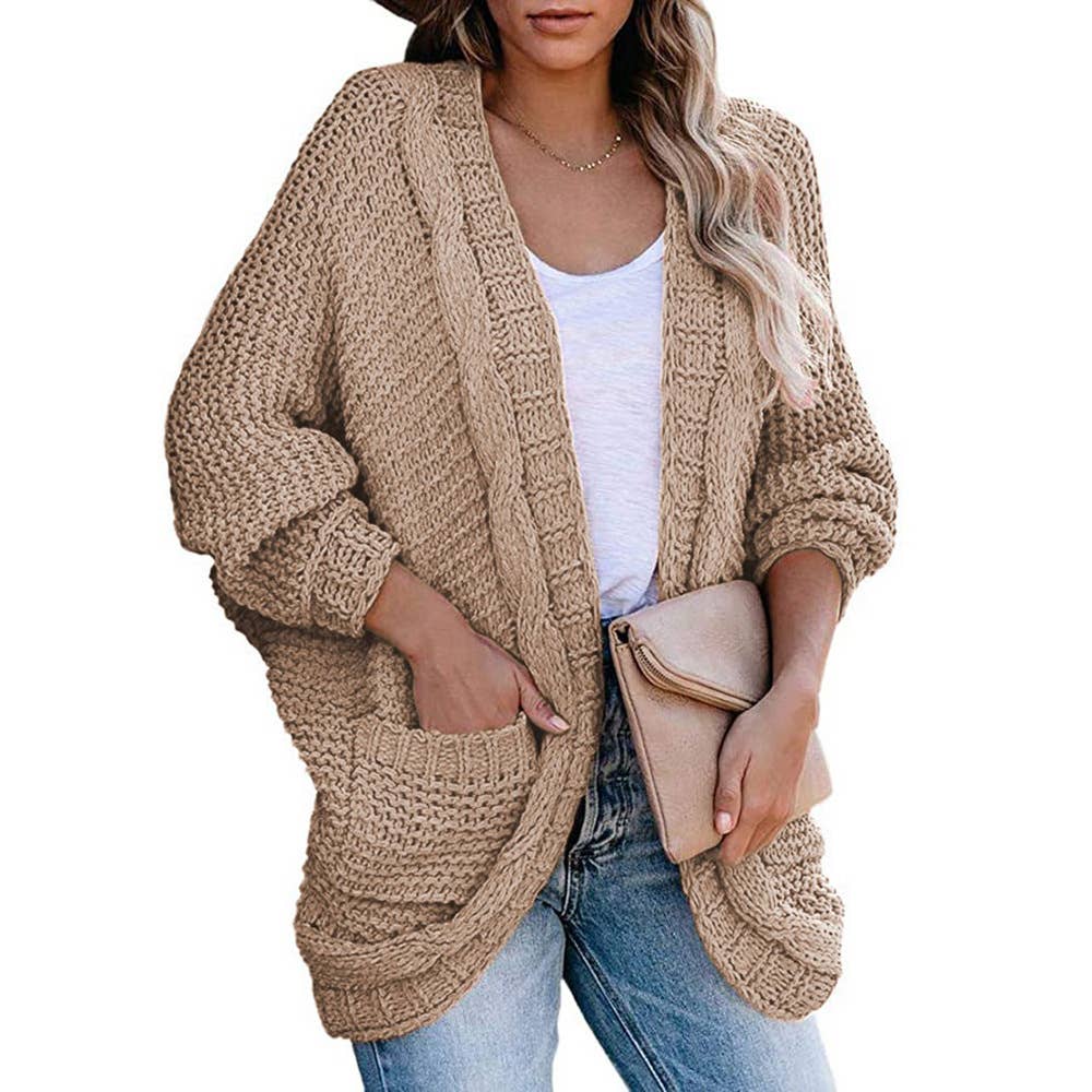CASUAL TWIST ROPE BATSLEEVE SWEATER JACKET