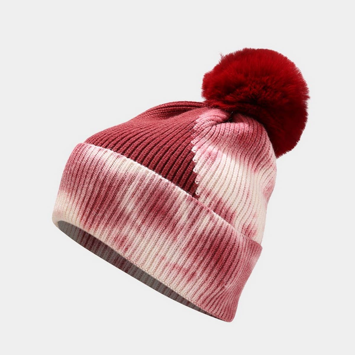 NEW TIE-DYE POM-POM KNITTED HAT_CWAH1619