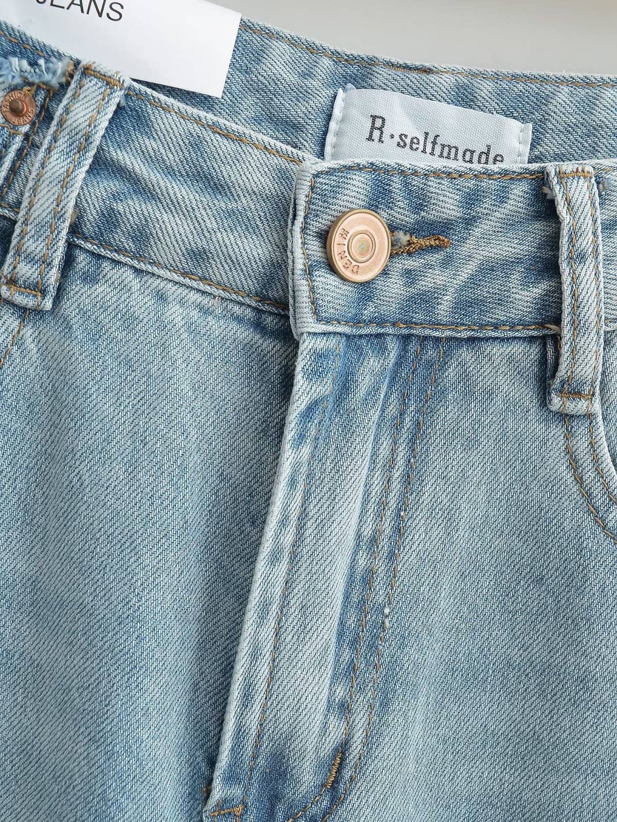 American street blue loose wide-leg jeans