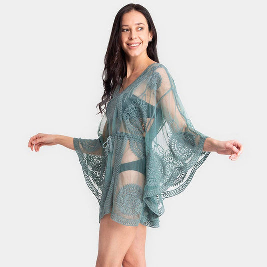 LACE SUN PROTECTION SHIRT BIKINI COVER UP