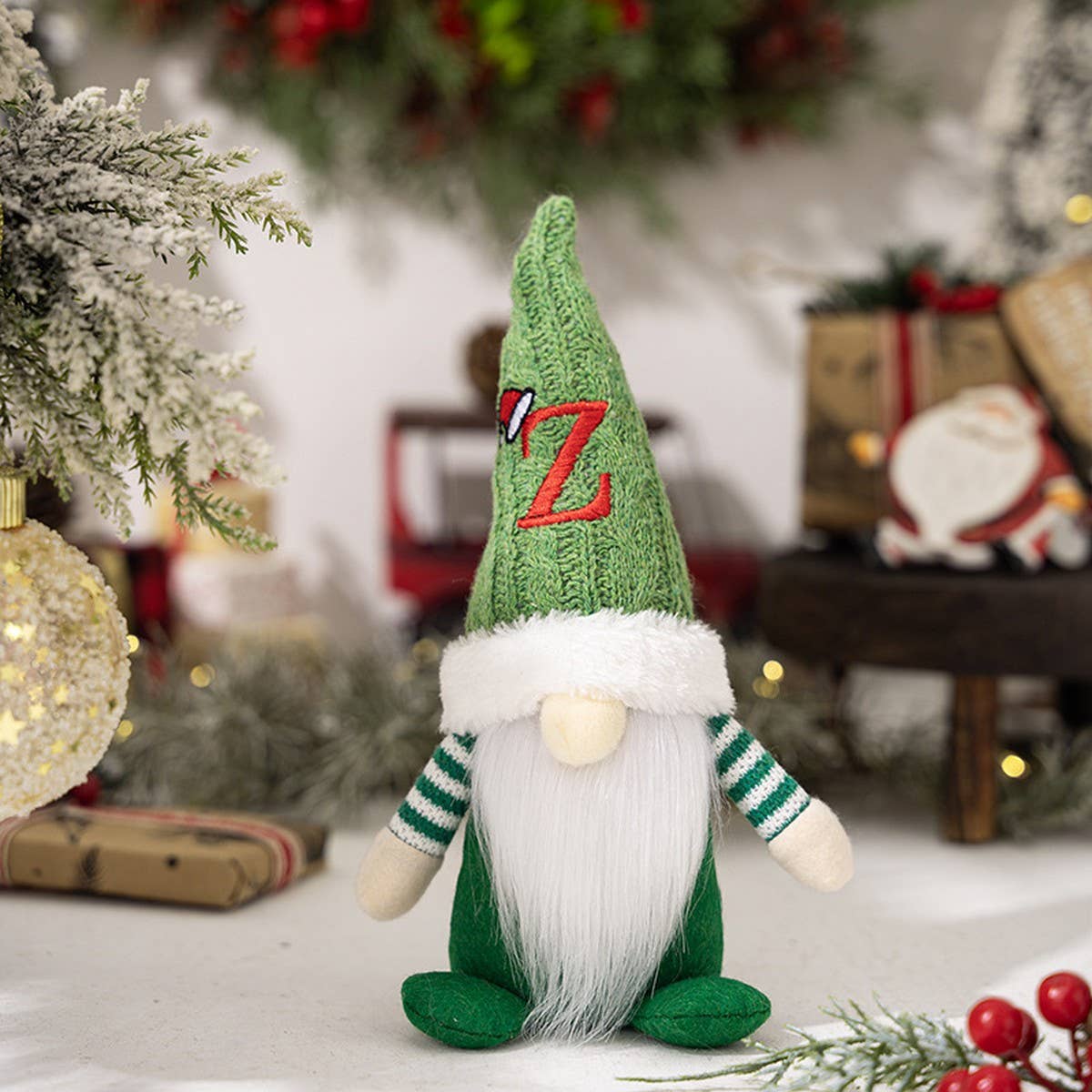 CWMM10338_CHRISTMAS KNITTED HAT GNOME RUDOLPH ORNAMENT