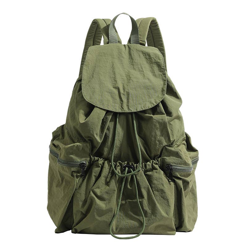 Fashionable pleated large-capacity flip schoolbag