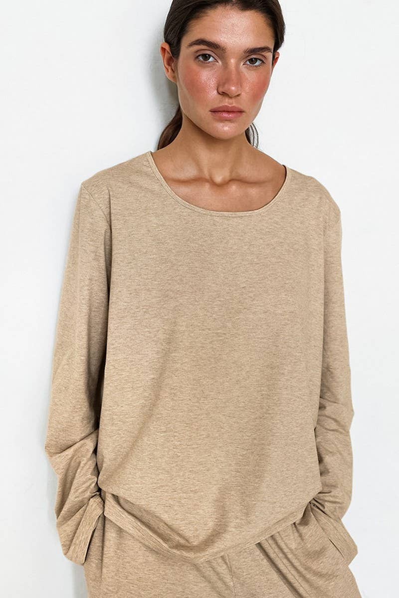 CWSJS1412_SOLID COLOR LONG SLEEVE LONG PANTS PAJAMA SET