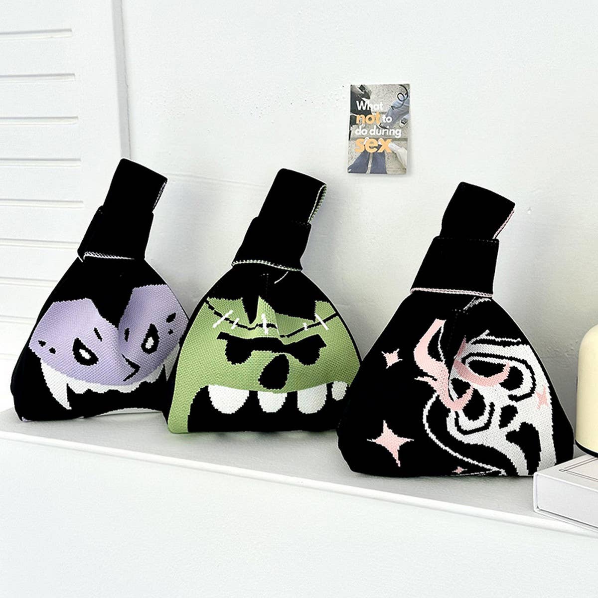 HALLOWEEN COLLECTION VINTAGE KNITTED TOTE BAG_CWAB3225