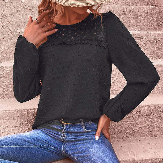 Design sense patchwork long sleeve shirt woman