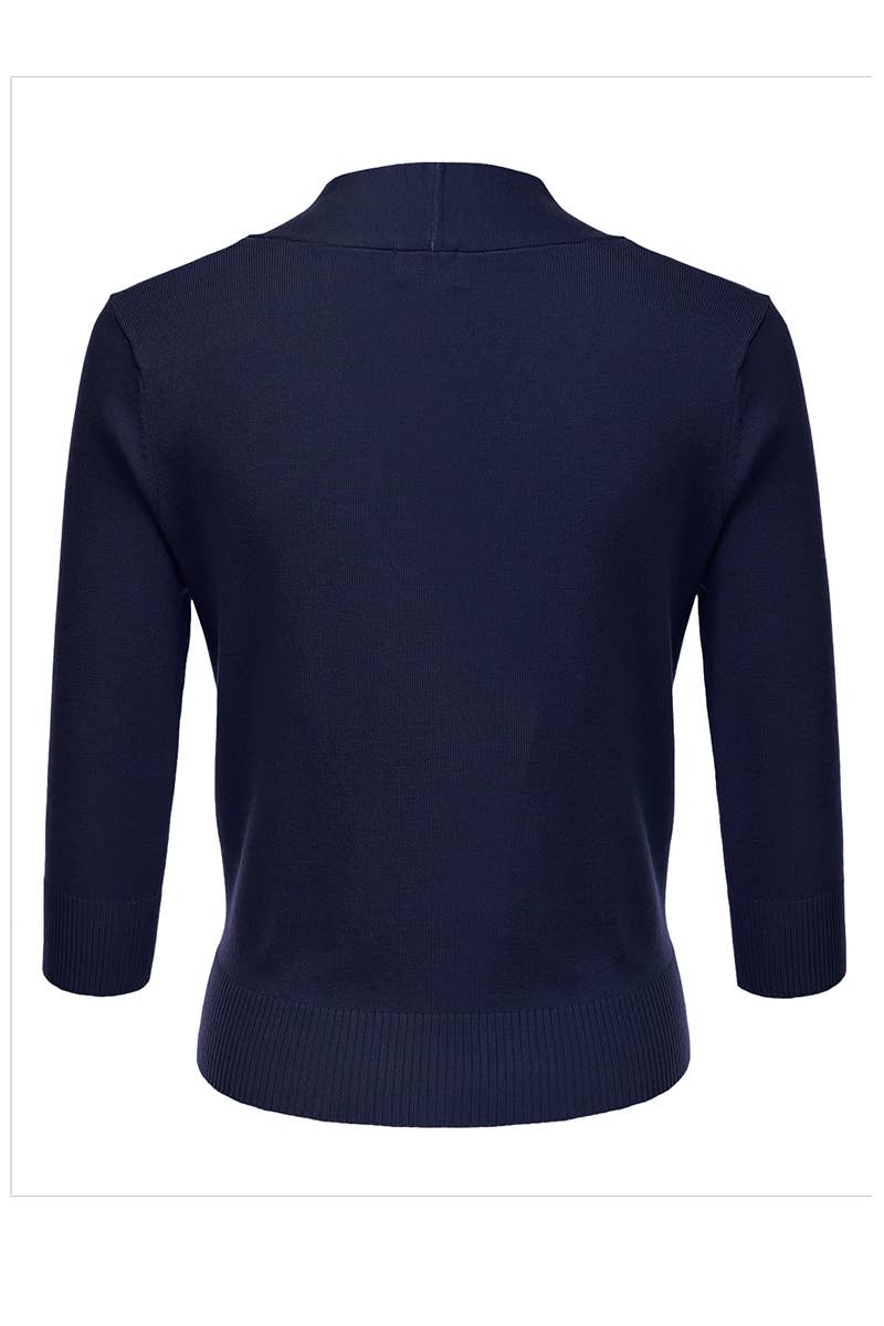 AWOCAS074_Basic 3/4 Sleeve Open Front Cropped Cardigan