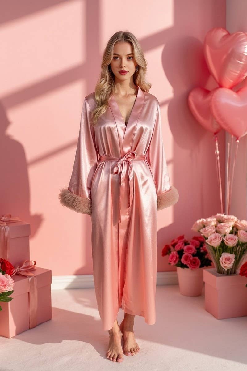 CWSPJ0428_SPLICING MESH LACE LONG SLEEVE NIGHTDRESS