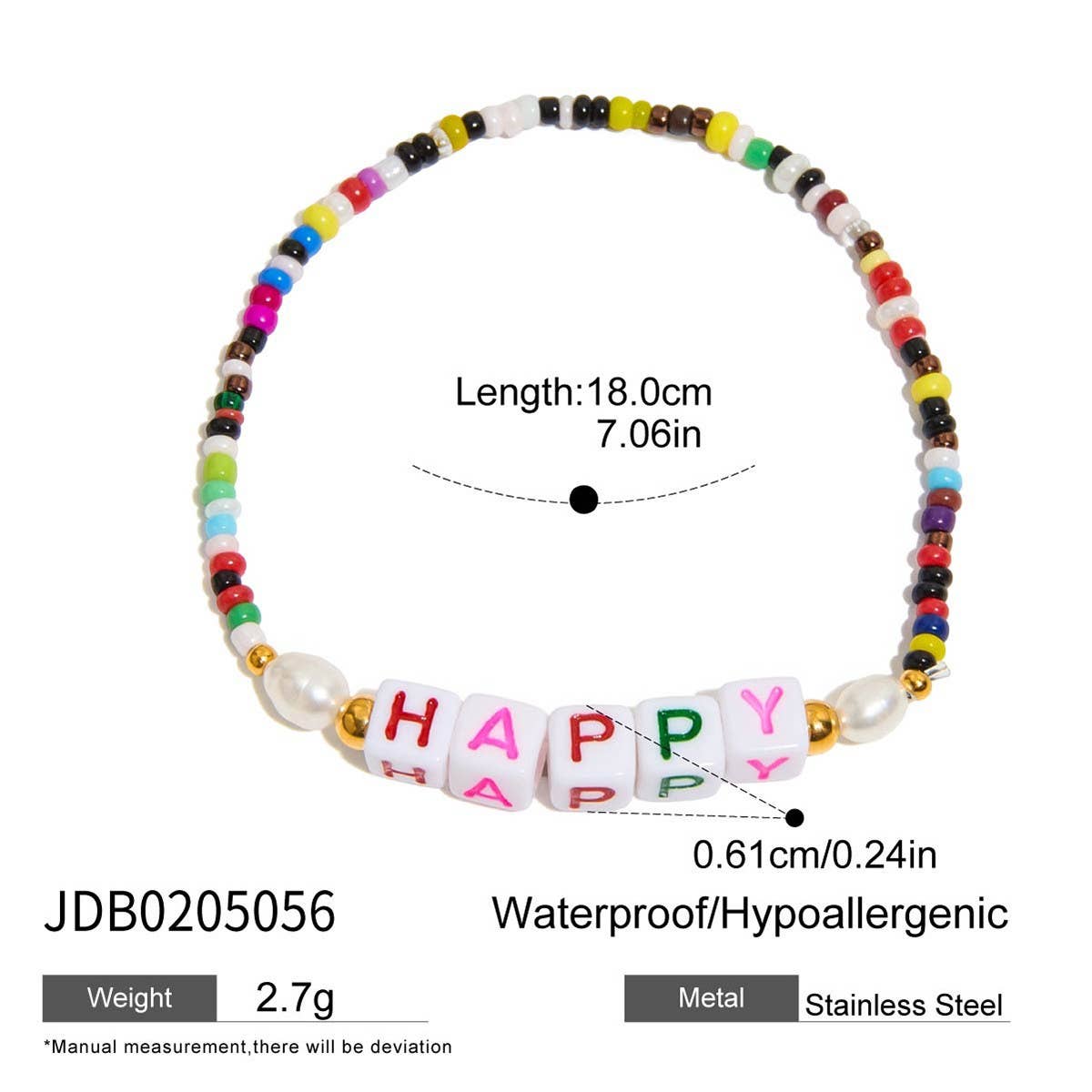 Romantic Colorful Resin & Letter Bead Bracelet