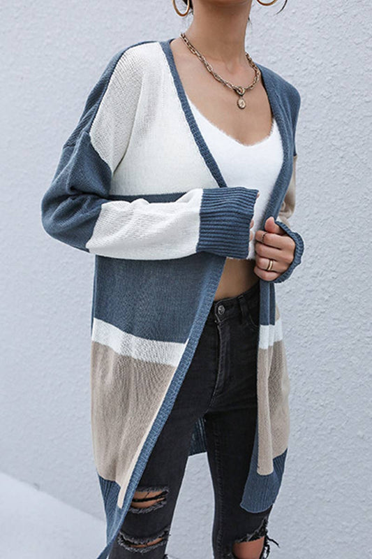 COLOR CONTRAST SWEATER CASUAL UNBUTTONED CARDIGAN_CWOCAL1920