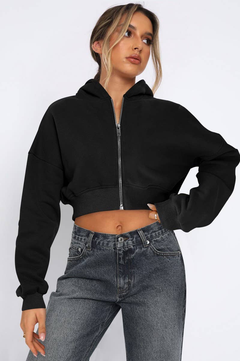 CWTBLL3986_STREET FLEECE ZIPPER CASUAL CARDIGAN HOODIE