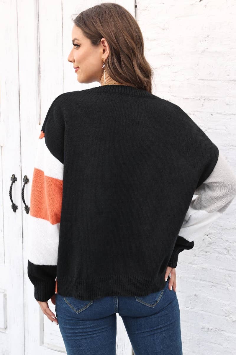 CWOSWL6731_COLOR CONTRAST CREW-NECK LONG-SLEEVED SWEATER