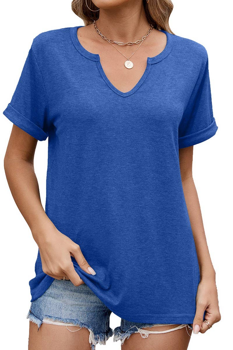 CWTTS1339_SUMMER NEW V-NECK LOOSE SHORT-SLEEVED T-SHIRT