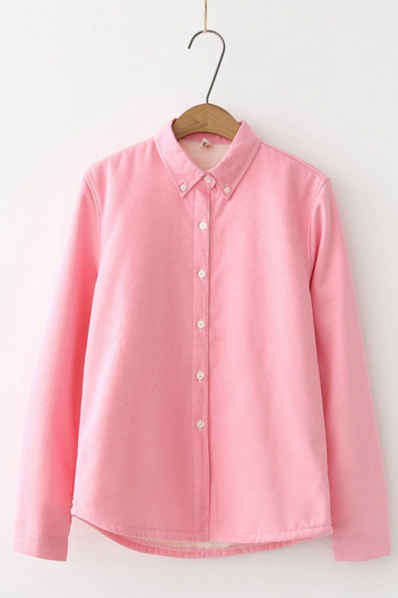 CWTSTL2243_CANDY COLOR PLUSH THICKENED SHIRT BOTTOMING SHIRT