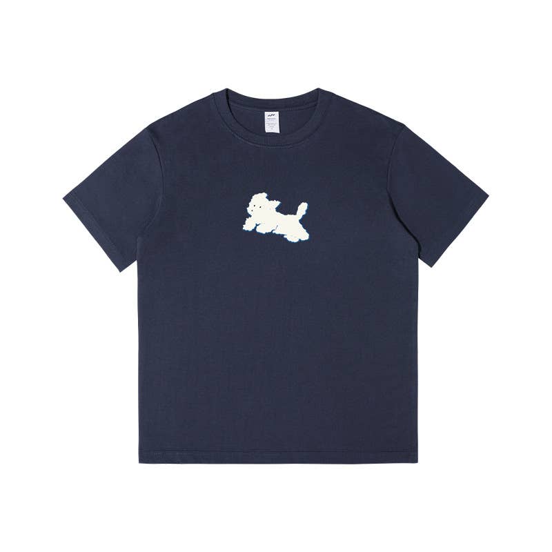 CWTTS0927_LITTLE WHITE DOG PRINT CREW NECK SHORT SLEEVE