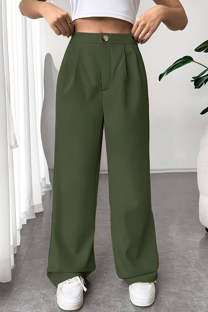 CWBLP1117_SOLID COLOR SUIT STRAIGHT WIDE-LEG PANTS