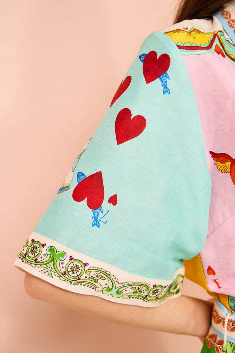 CWDSD8074_ELEGANT FLORAL BELTED COLLAR SHORT SLEEVE DRESS