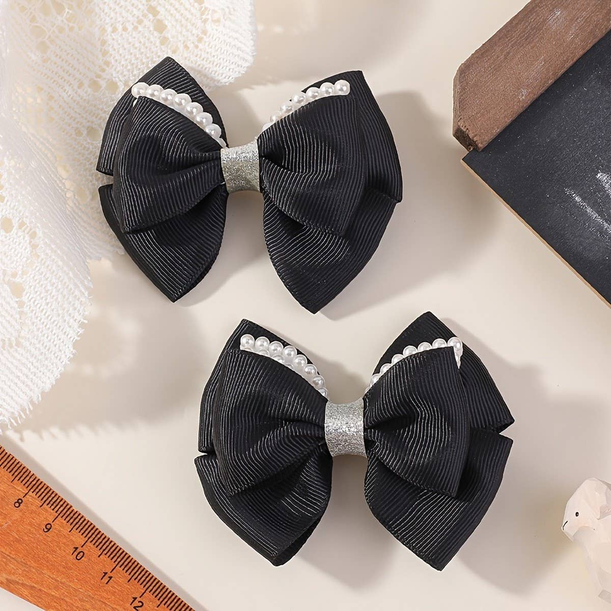 Handmade Glitter Bow Hair Clip Set for Girls
