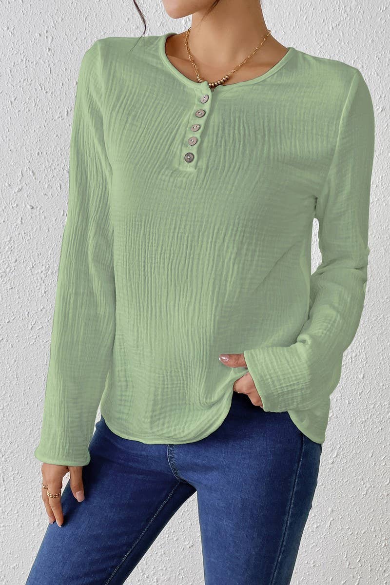 CWTBLL3850_SLIM FIT SOLID COLOR COTTON-LINEN PULLOVER SHIRT