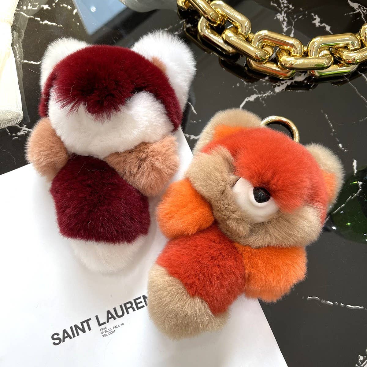 LITTLE FOX CAR KEYCHAIN PENDANT CUTE PLUSH DOLL