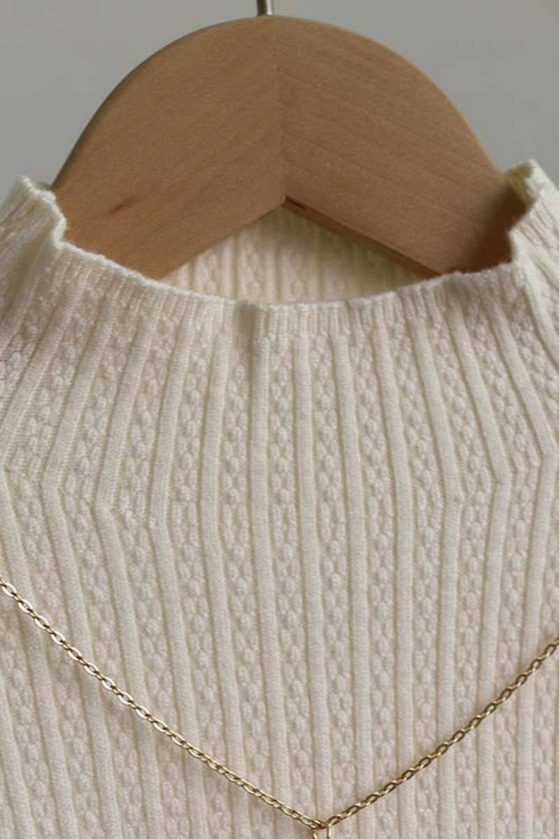 CWTBLL2700_SOLID COLOR HALF TURTLENECK KNITTED BOTTOMING TOP