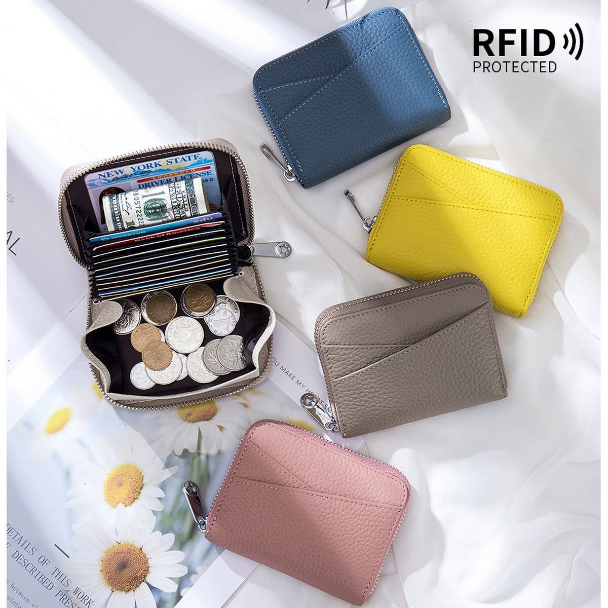 COIN PURSE ZIPPER GENUINE LEATHER CARD HOLDER_CWAB3829