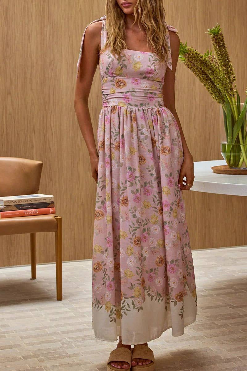 CWDHL0935_SWEET FLORAL COLORBLOCK FRENCH DRESS