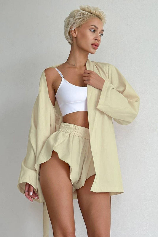 CWSPJ0297_LOOSE ROBE SHORTS PAJAMAS TWO PIECE SET