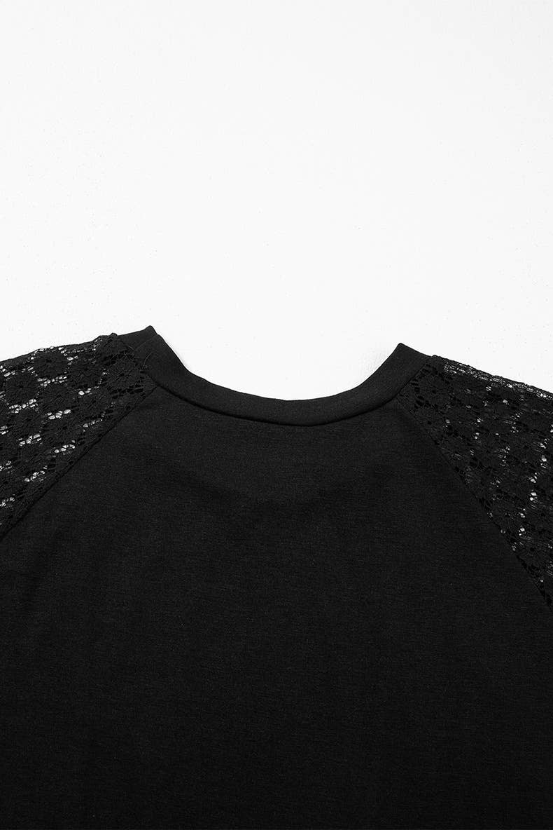 Fashionable lace cutout short-sleeved dress