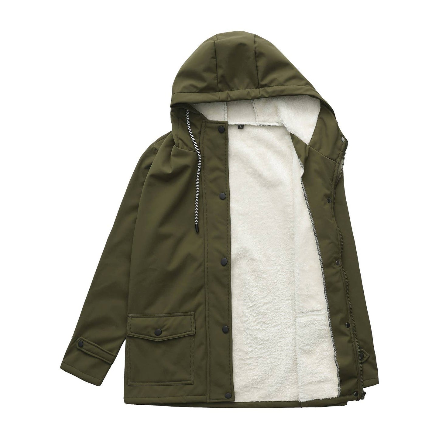 Composite fleece waterproof hooded windbreaker