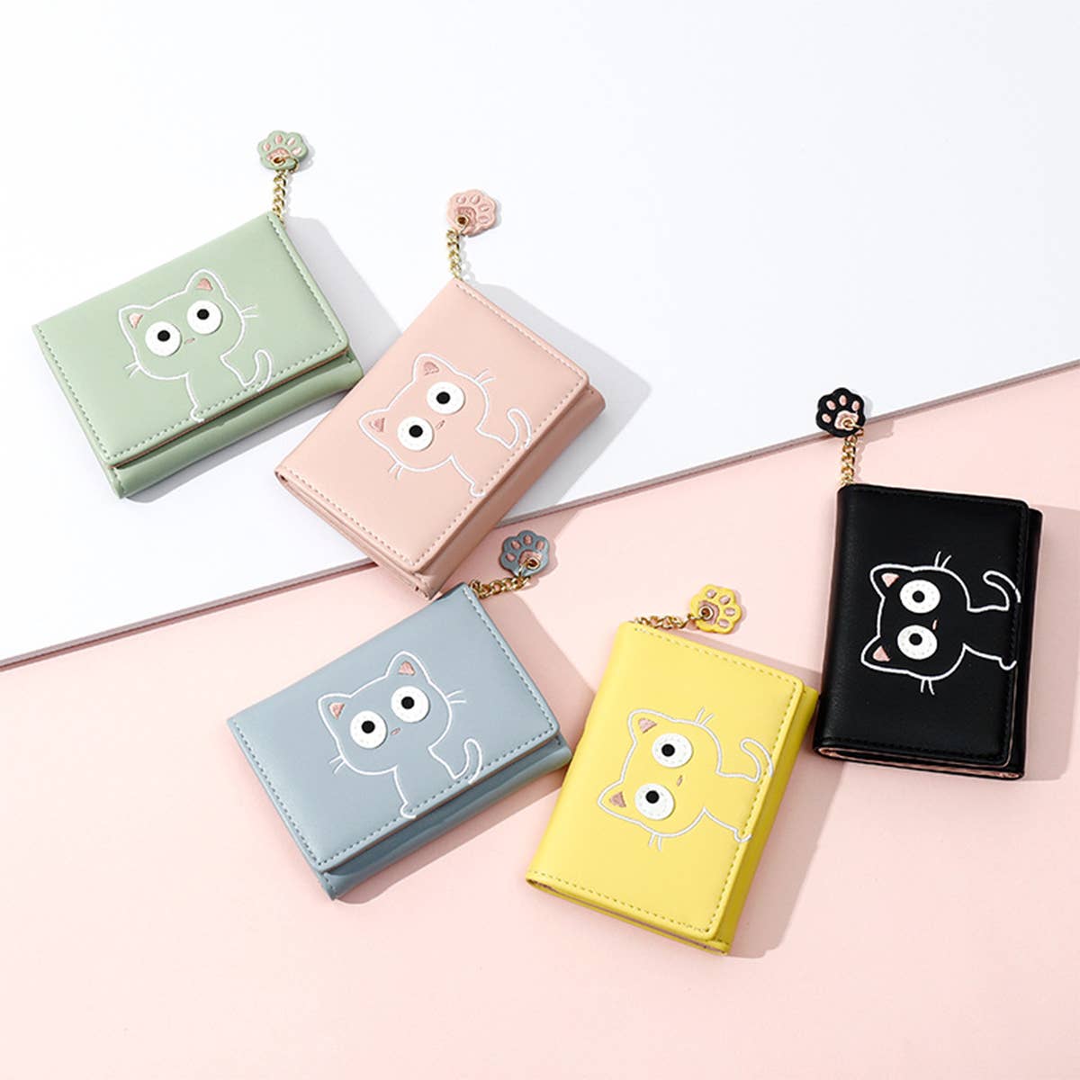 CUTE KITTEN PATTERNED ZIPPERED WALLET_CWAB1626