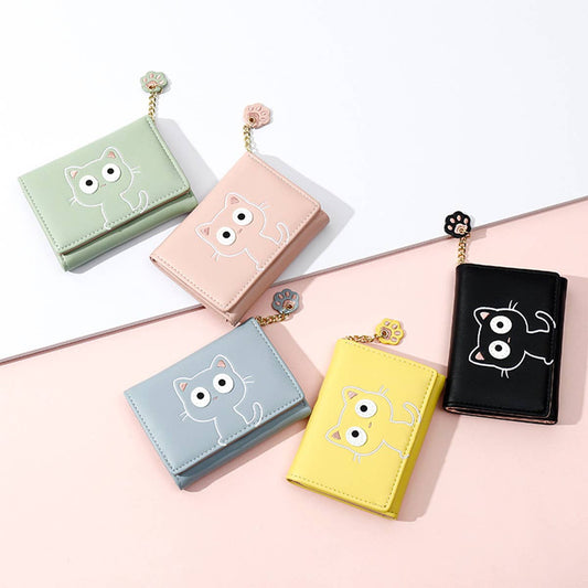 CUTE KITTEN PATTERNED ZIPPERED WALLET_CWAB1626