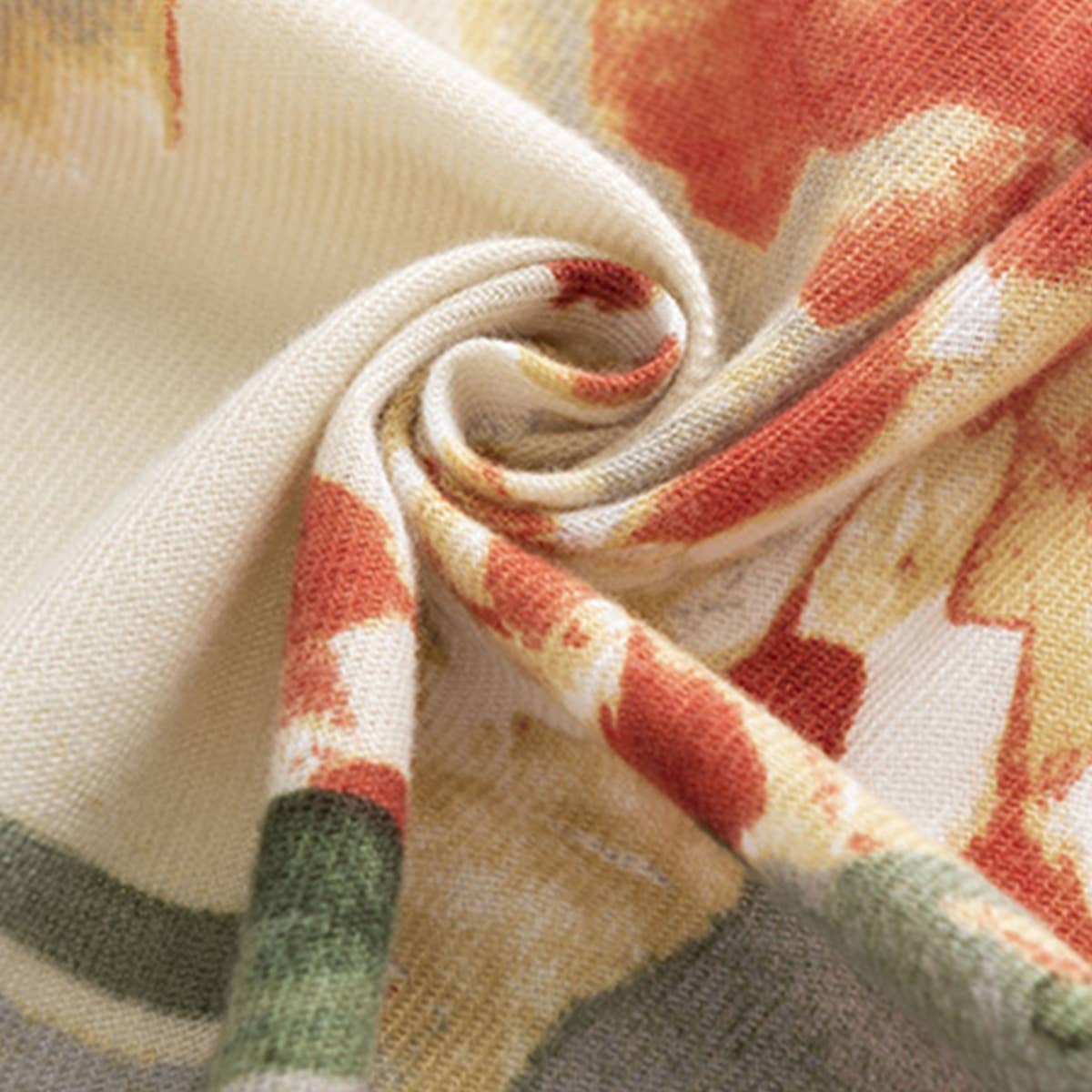 Elegant Floral Faux Cashmere Scarf-Warm Neck Wrap