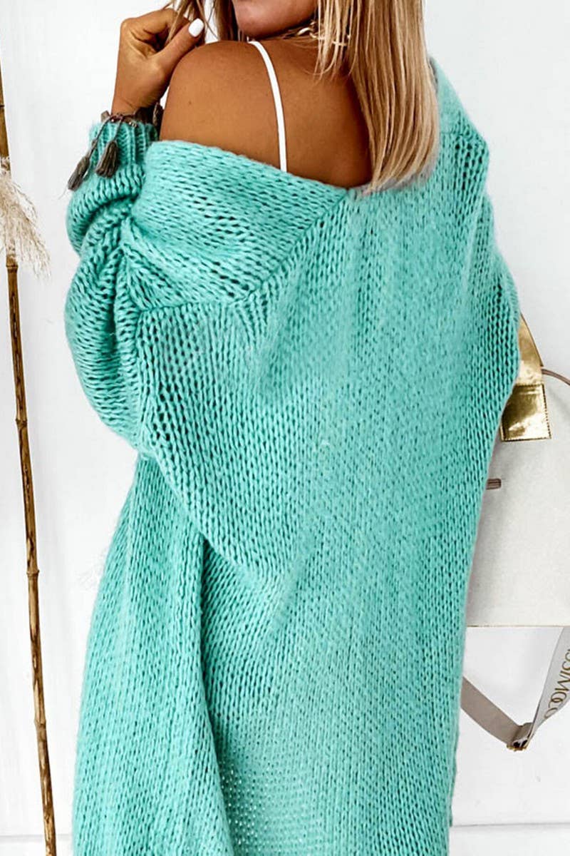 CWOCAL00569_LONG LOOSE LONG-SLEEVED KNITTED CARDIGAN