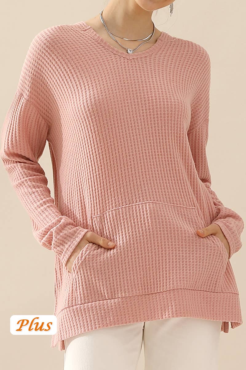 CWTTL1096_HOODIE AND POCKET PULLOVER V NECK SWEATER KNIT TO