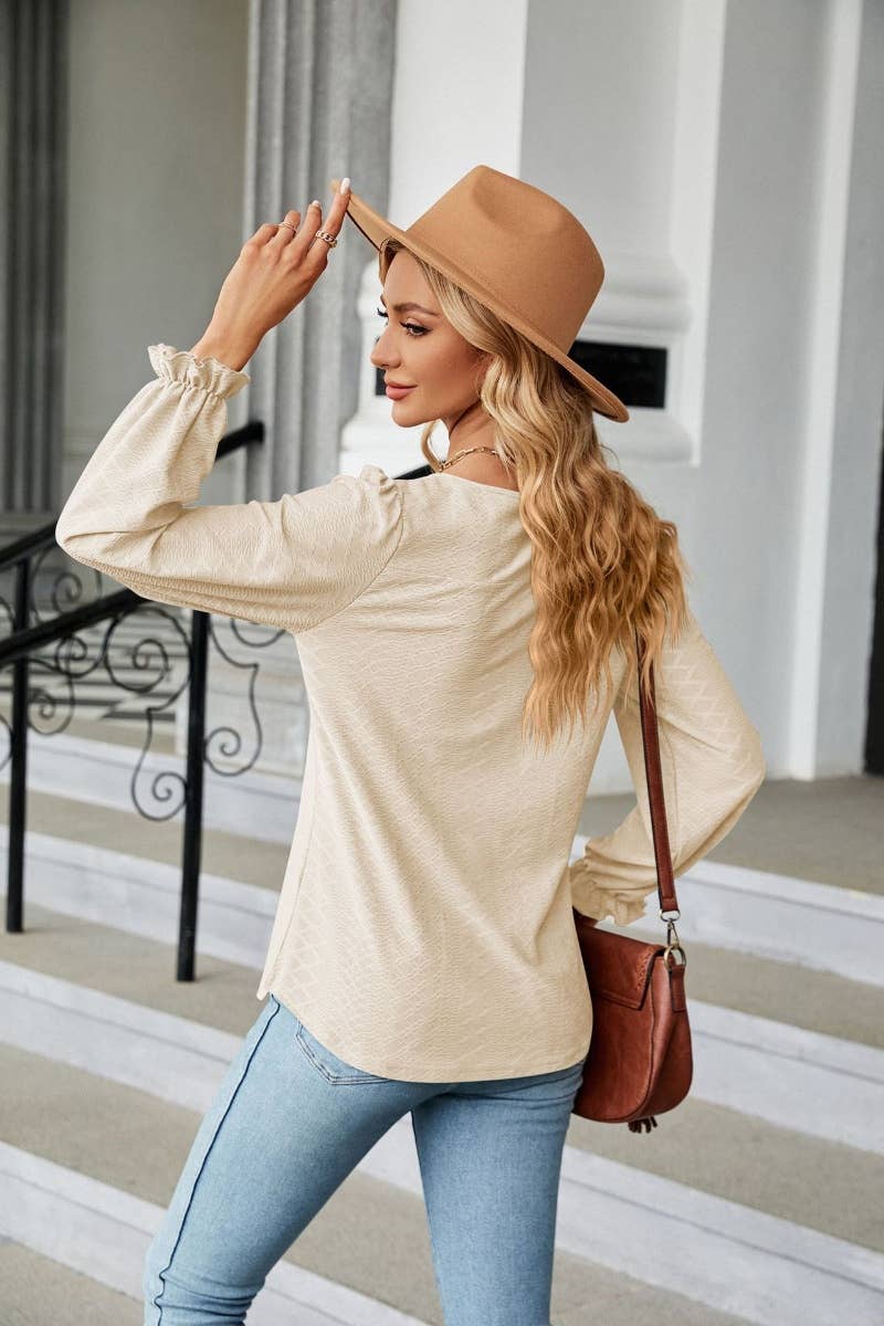 CWTBLL2820_FALL SOLID COLOR CREW NECK LONG SLEEVE TOP