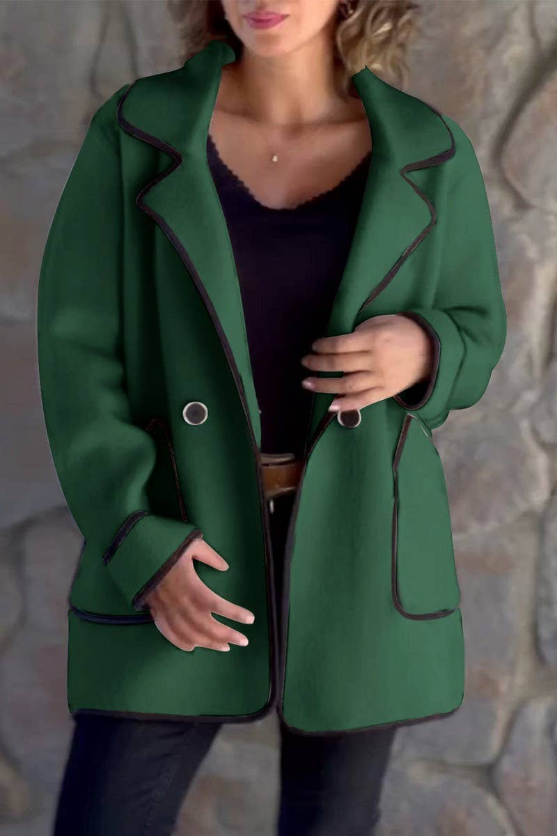 CWOCO1084_TEMPERAMENT SUIT COLLAR DOUBLE-FACED WOOLEN COAT