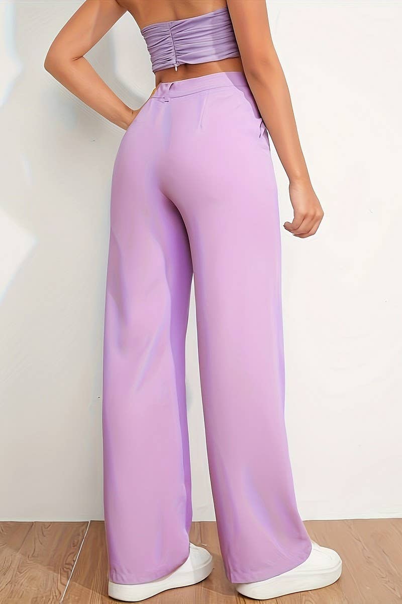 CWBLP2079_SOLID HIGH WAIST SLIM COMFORT DRESS PANTS