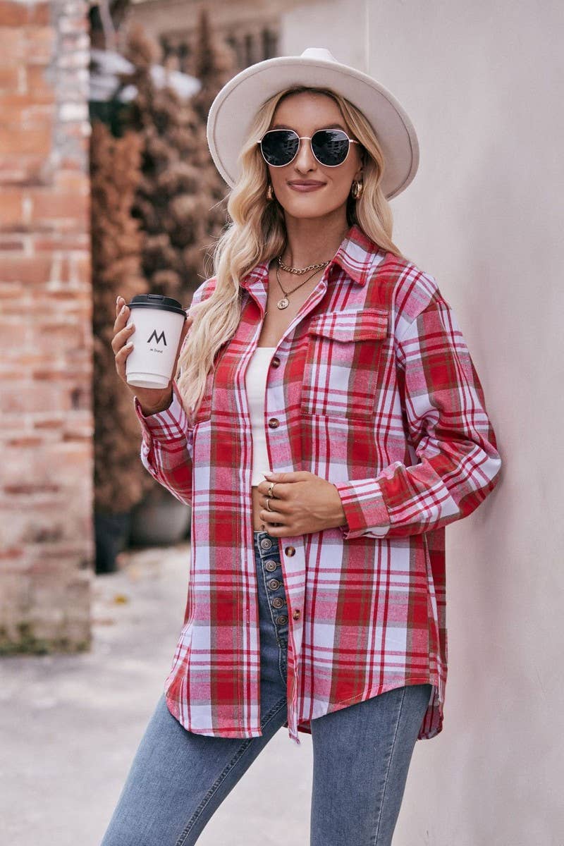 CWTSTL1691_OVERSIZE LOOSE LONG SLEEVE PLAID SHIRT