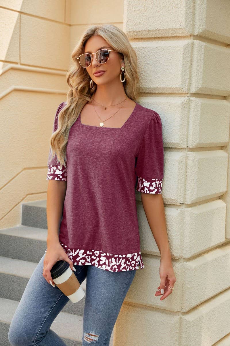 CWTTS0762_Sweetheart Neck Shirt Sleeve Top