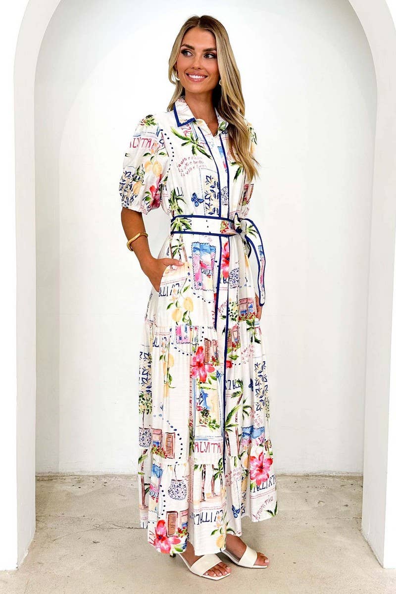 CWDMD6299_SUMMER FLORAL PRINT SHORT SLEEVE DRESS