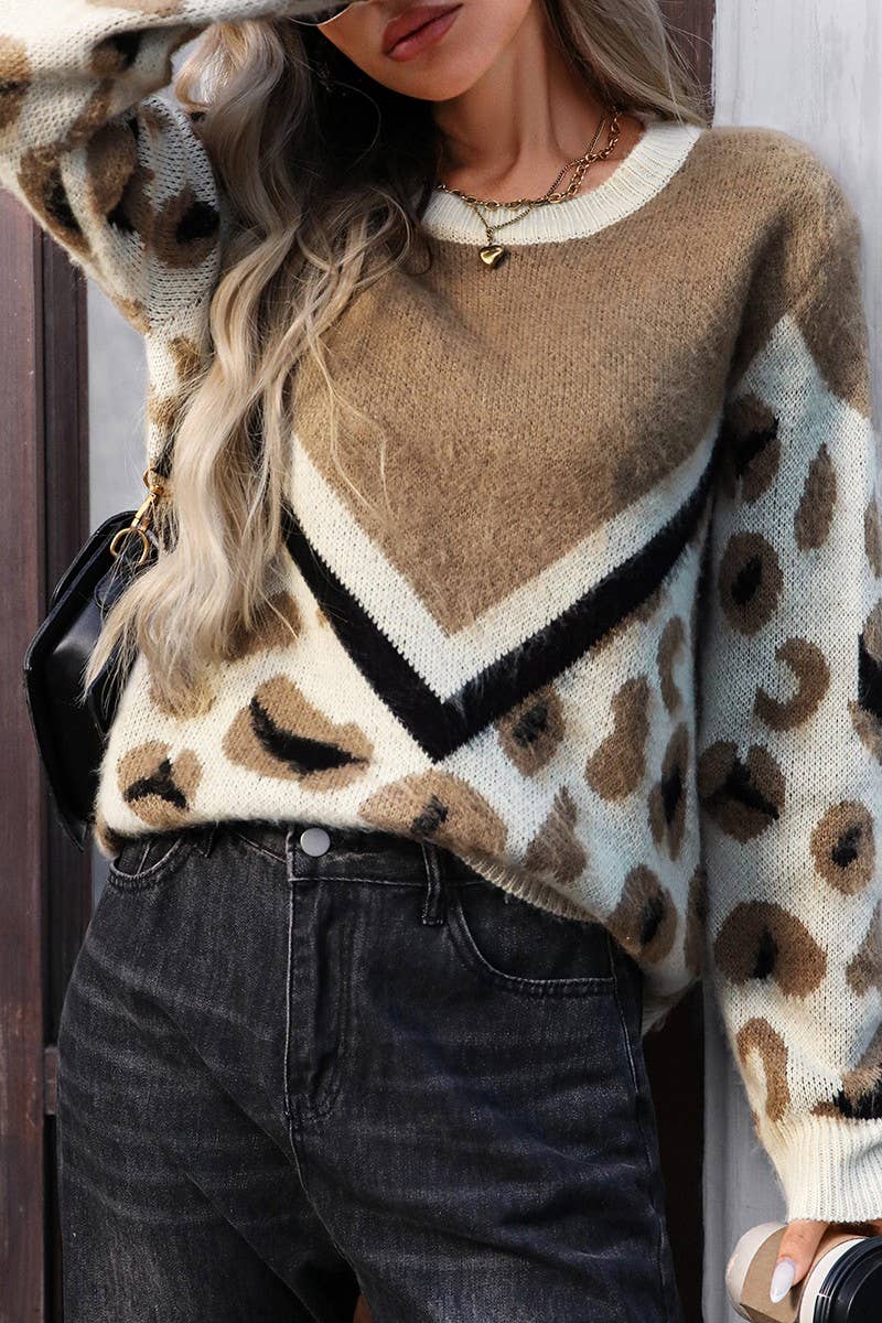 CWOSWL6953_FUZZY LEOPARD PRINT KNIT PULLOVER SWEATER