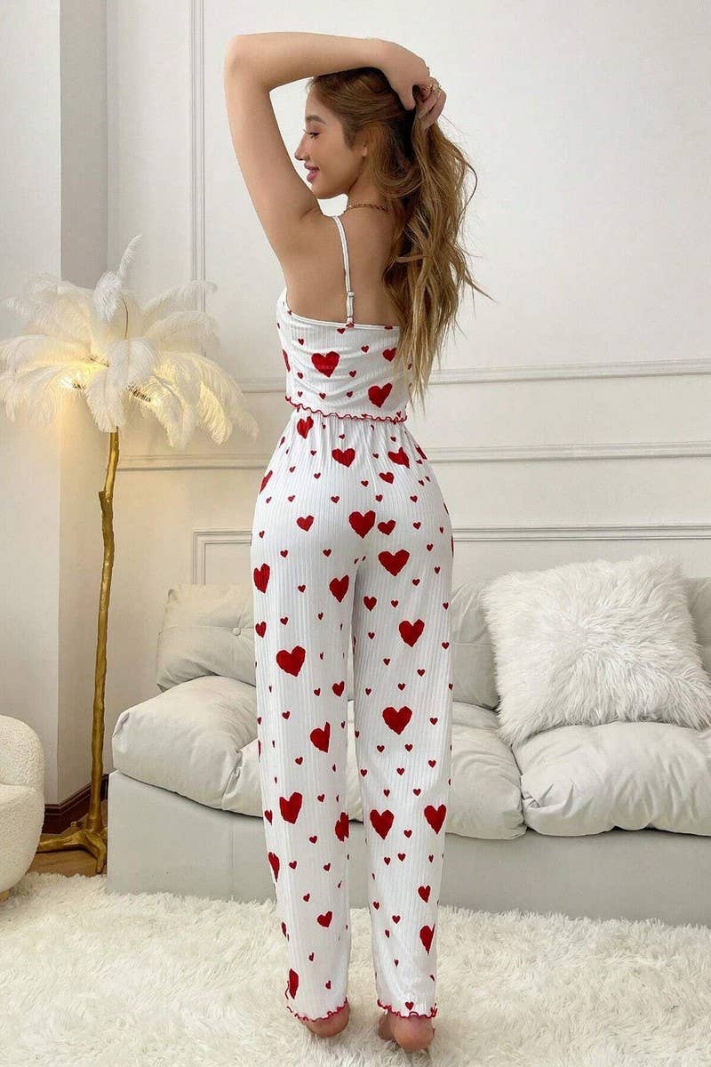 CWSPJ00494_HEART RIBBED CAMI AND PANTS LOUNGEWEAR SET