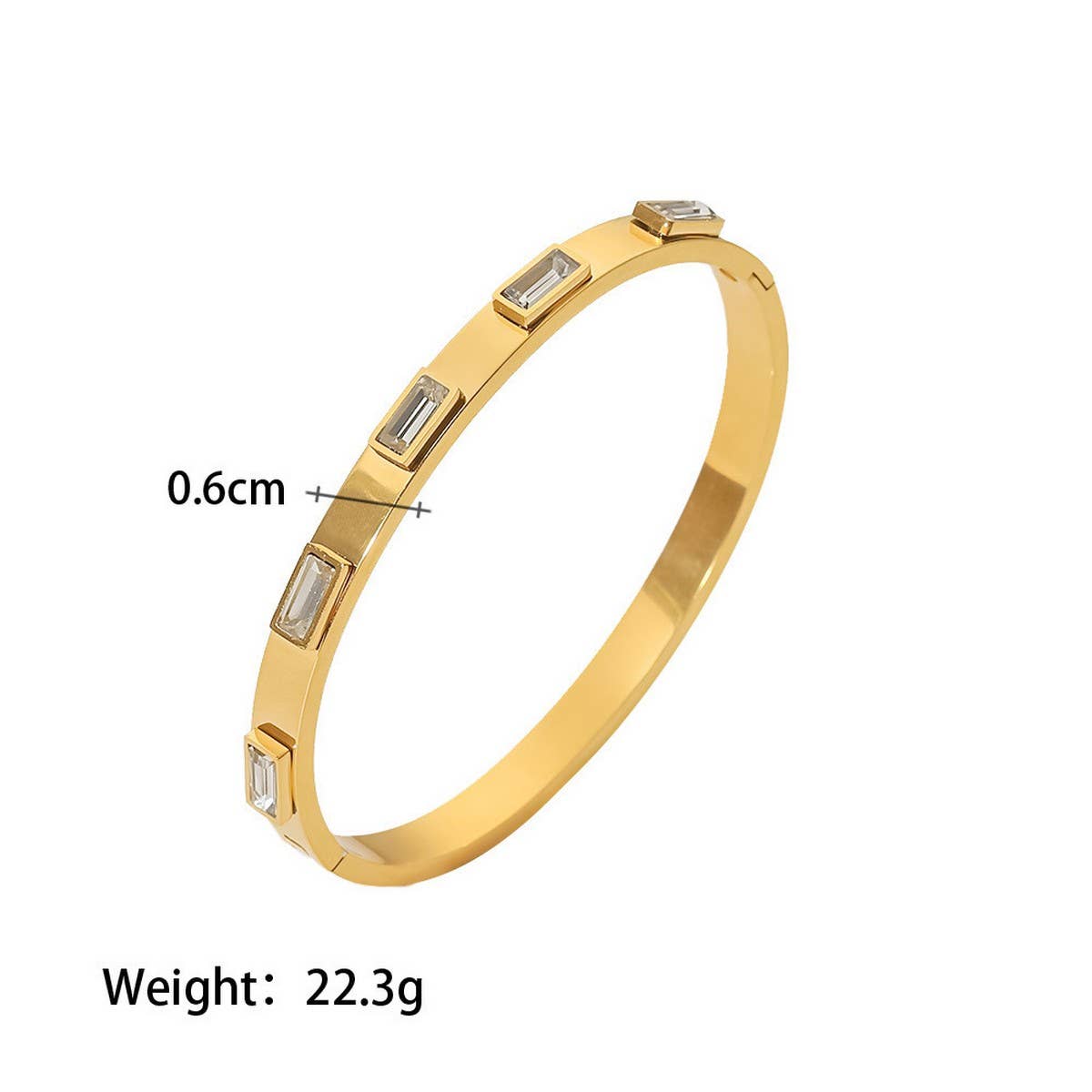 INS Zircon Open Cuff Bracelet in Stainless Steel