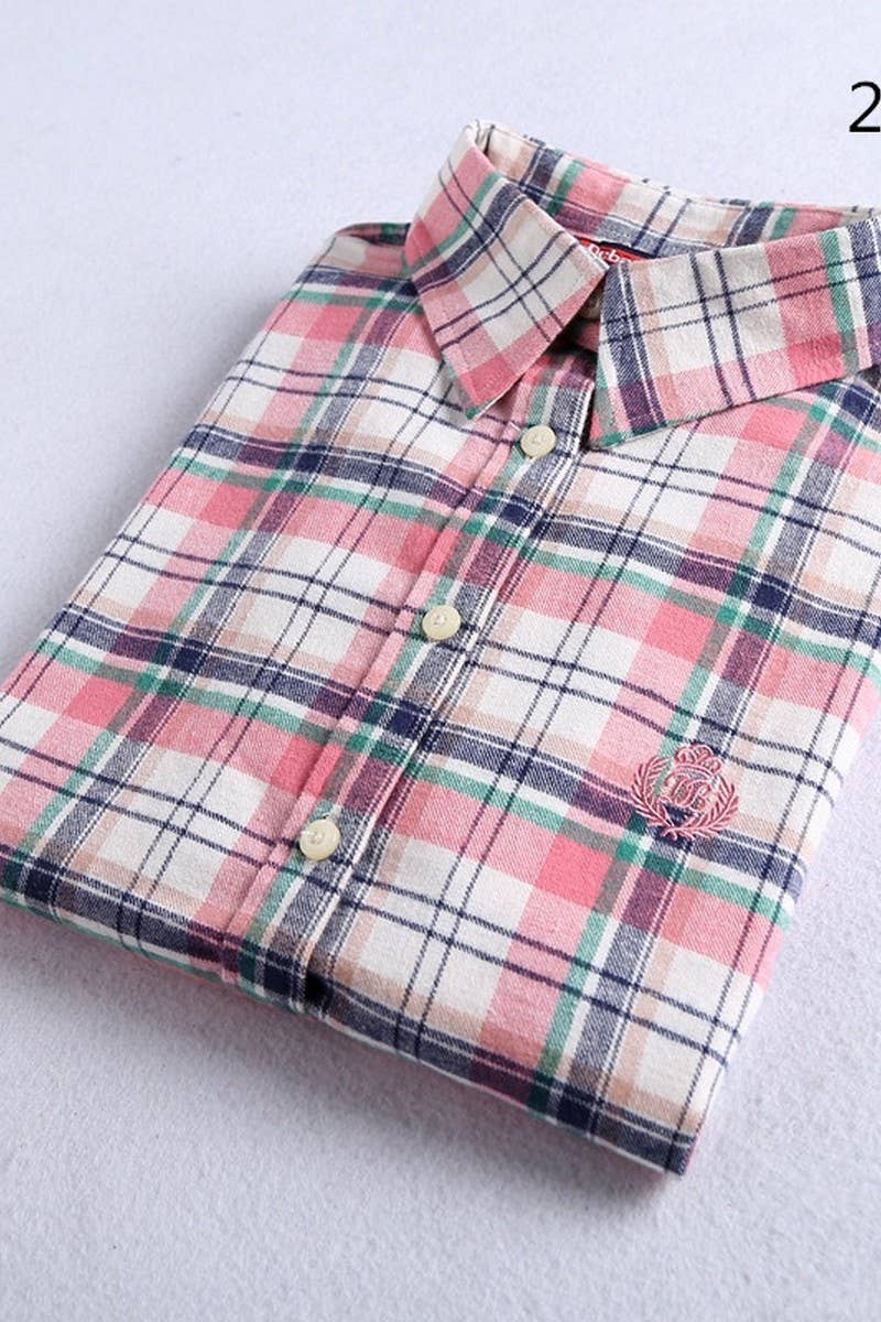 CWTSTL2241_LAPEL BRUSHED FLANNEL THICKENED PLAID SHIRT