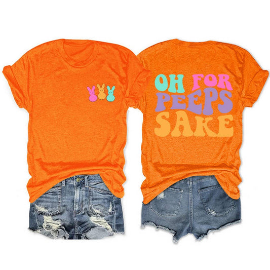 EASTER ALPHABET PRINT ROUND NECK SHORT SLEEVE TEES_CWTTS0809